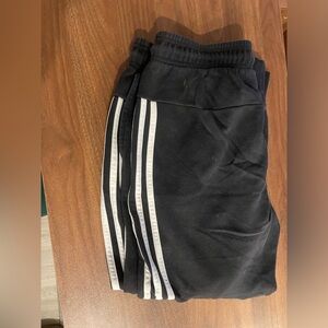 Adidas Slim Leg Black Joggers with White Stripes
